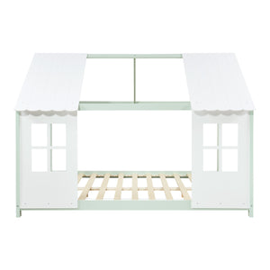 Letto Tostedt per Cameretta a Forma di Casetta con Materasso 120 x 200 Menta Verde / Bianco [en.casa]