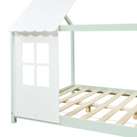 Letto Tostedt per Cameretta a Forma di Casetta con Materasso 140 x 200 Menta Verde / Bianco [en.casa]