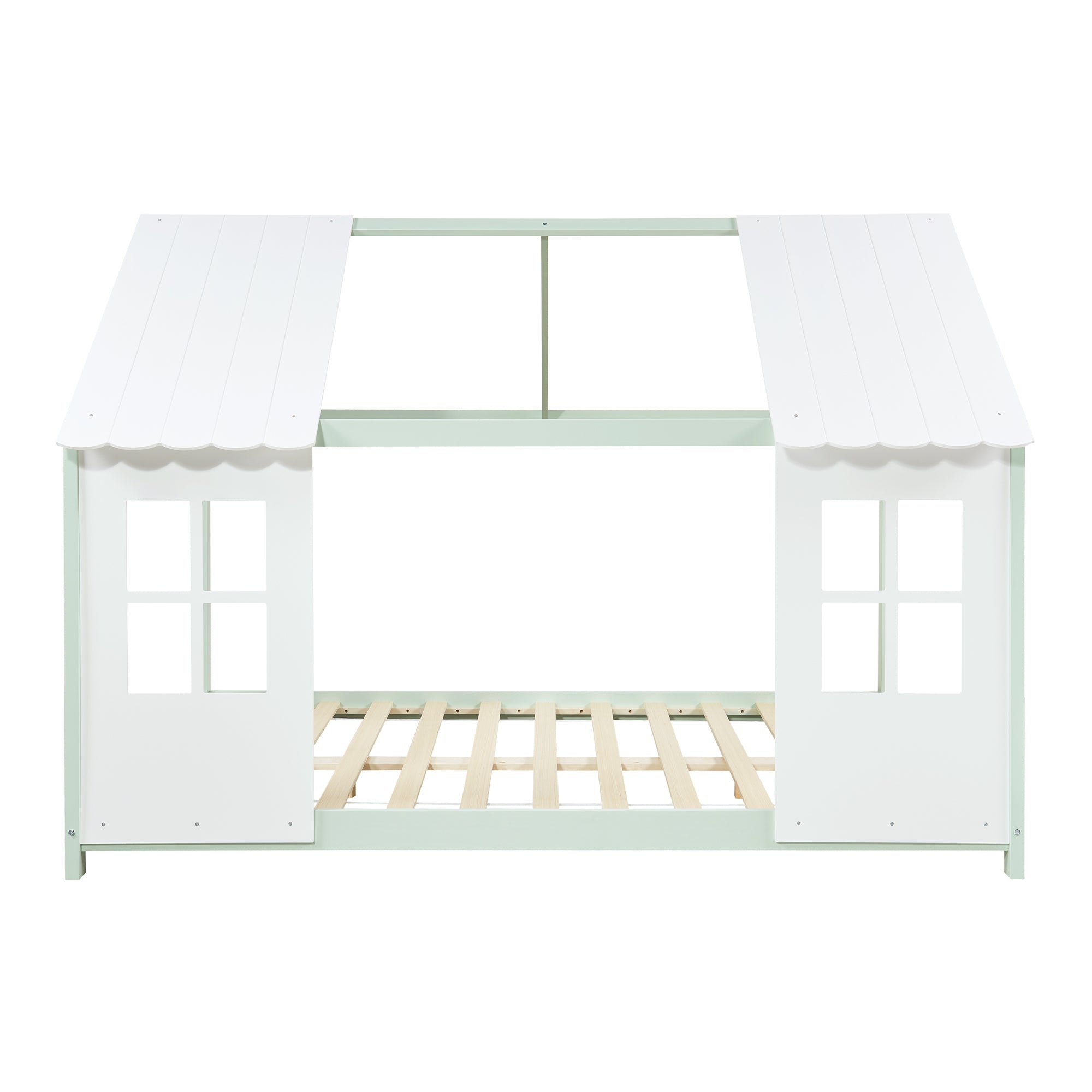 Letto Tostedt per Cameretta a Forma di Casetta Semiaperta 140 x 200 cm Menta Verde / Bianco [en.casa]