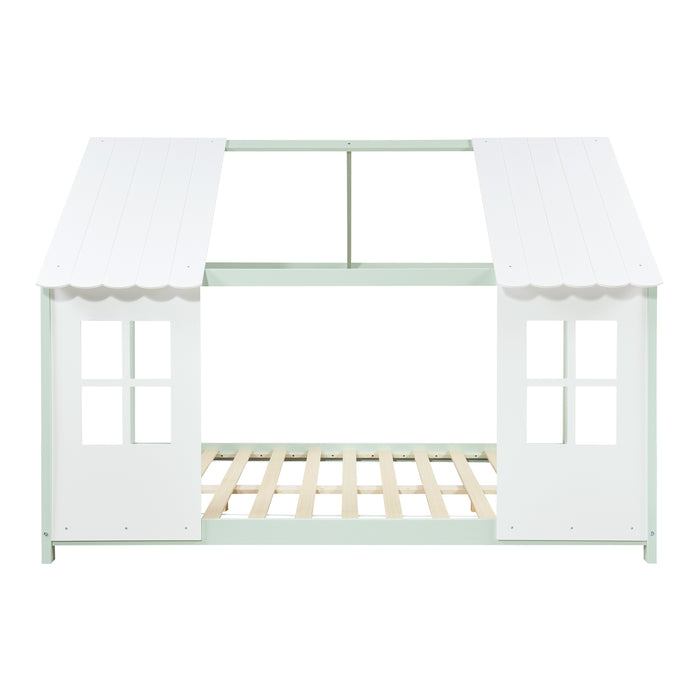 Letto Tostedt per Cameretta a Forma di Casetta Semiaperta 140 x 200 cm Menta Verde / Bianco [en.casa]