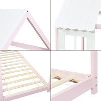 Letto Tostedt per Cameretta a Forma di Casetta con Materasso 90 x 200 Rosa / Bianco [en.casa]