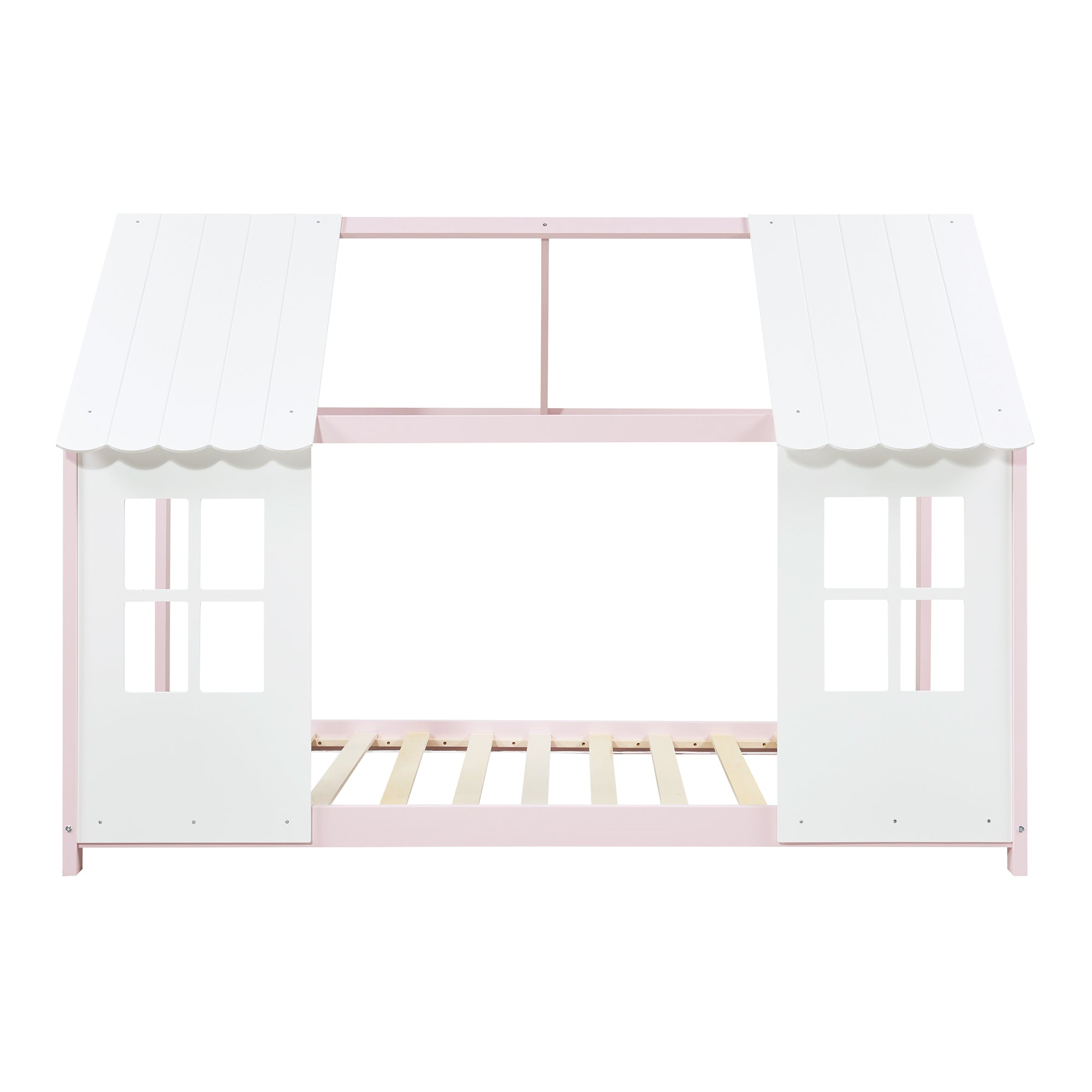 Letto Tostedt per Cameretta a Forma di Casetta con Materasso 90 x 200 Rosa / Bianco [en.casa]