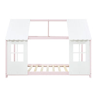 Letto Tostedt per Cameretta a Forma di Casetta con Materasso 90 x 200 Rosa / Bianco [en.casa]