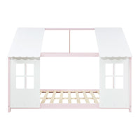 Letto Tostedt per Cameretta a Forma di Casetta con Materasso 120 x 200 Rosa / Bianco [en.casa]