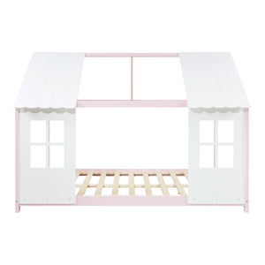 Letto Tostedt per Cameretta a Forma di Casetta con Materasso 120 x 200 Rosa / Bianco [en.casa]