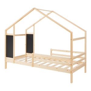 Letto a Casetta Lorenskog per Cameretta 90 x 200 cm in Legno di Pino con Barriera Anticaduta - Naturale [en.casa]