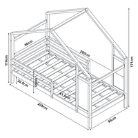 Letto a Casetta Lorenskog per Cameretta 90 x 200 cm in Legno di Pino con Barriera Anticaduta - Bianco [en.casa]