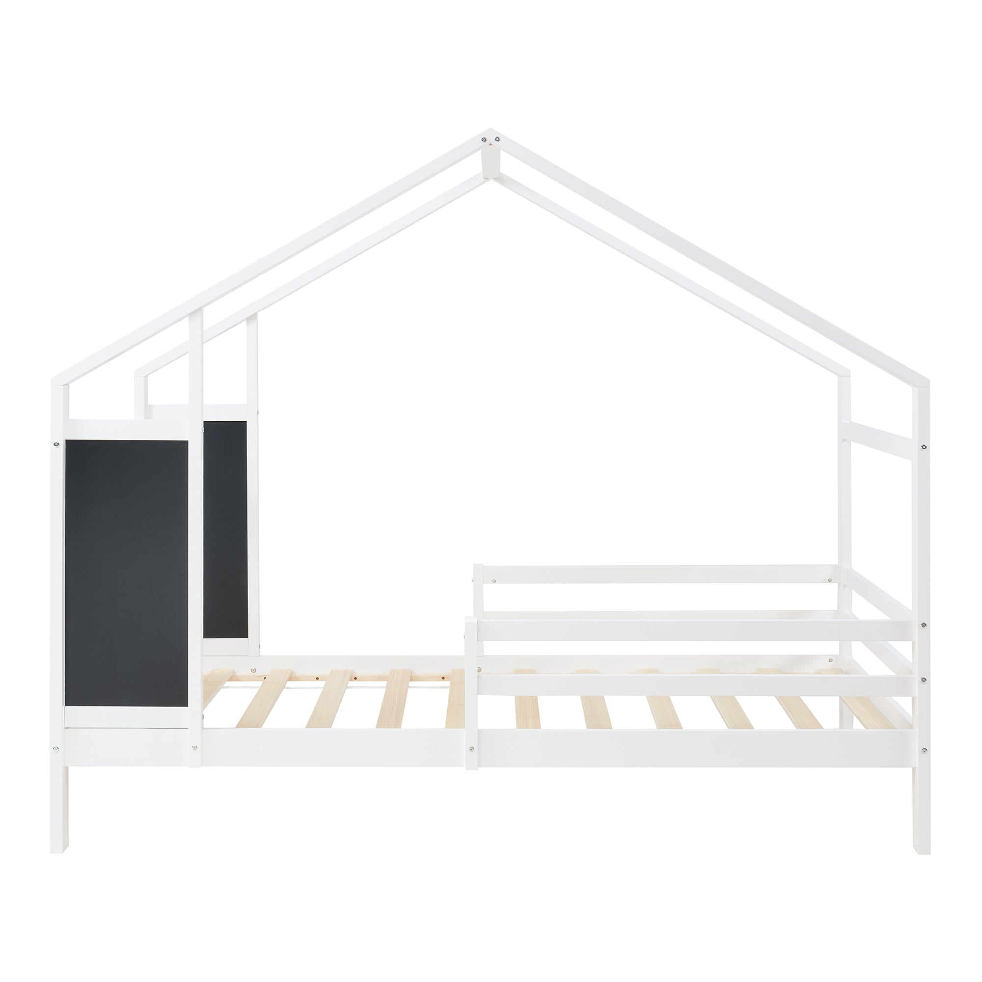Letto a Casetta Lorenskog per Cameretta 90 x 200 cm in Legno di Pino con Barriera Anticaduta - Bianco [en.casa]