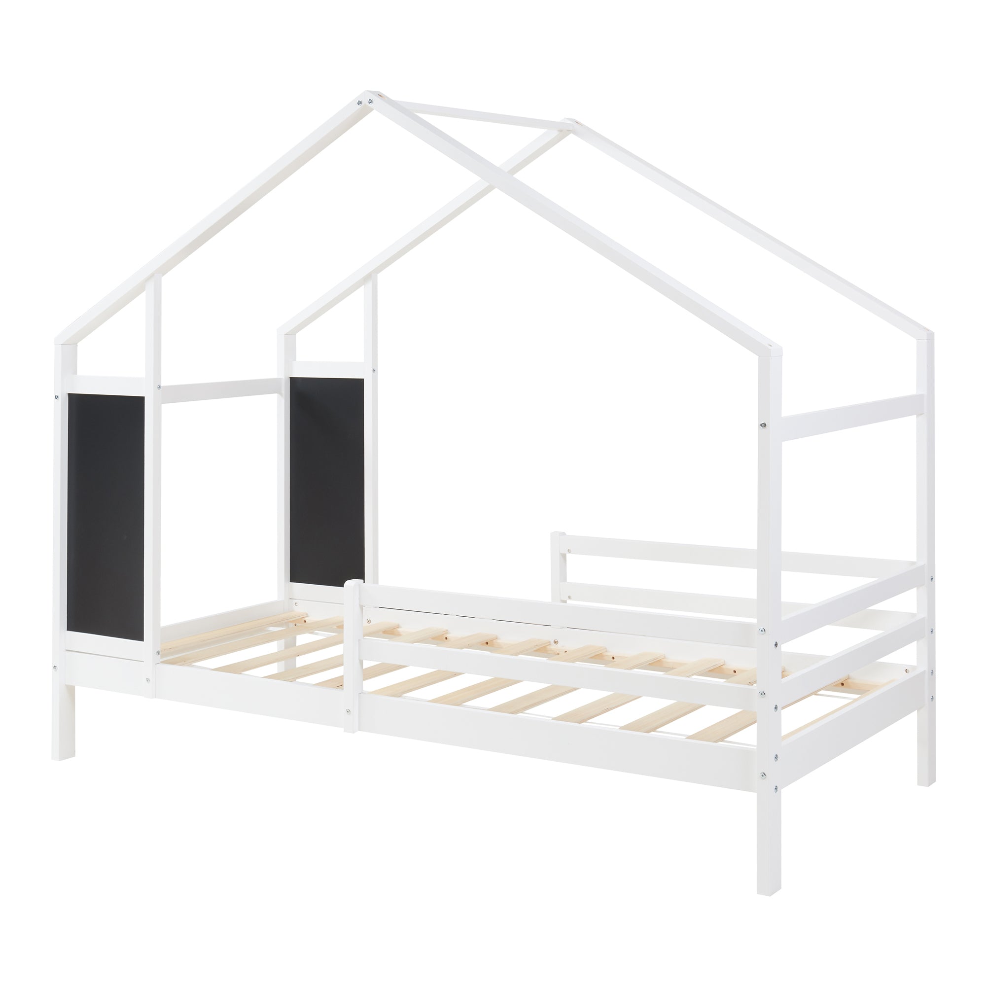 Letto a Casetta Lorenskog per Cameretta 90 x 200 cm in Legno di Pino con Barriera Anticaduta - Bianco [en.casa]