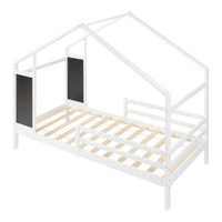 Letto a Casetta Lorenskog per Cameretta 90 x 200 cm in Legno di Pino con Barriera Anticaduta - Bianco [en.casa]