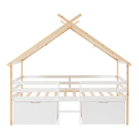Letto Casetta per Bambini Surnadal con Materasso 90x200 cm Cassetti e Sbarre [en.casa]