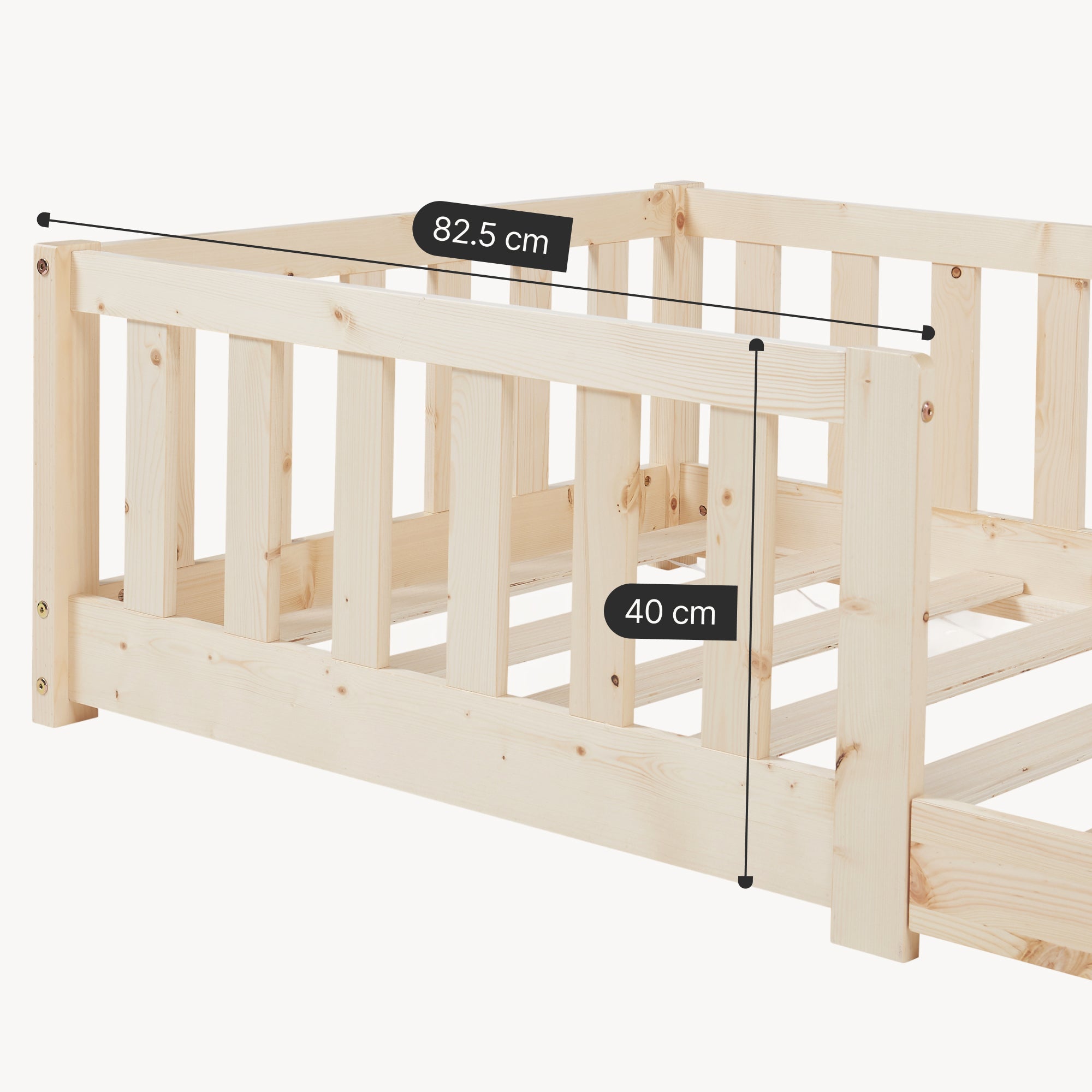 Letto Montessori per Cameretta Tanna in Legno di Pino con Materasso a Schiuma Fredda 80 x 160 cm - Naturale [en.casa]