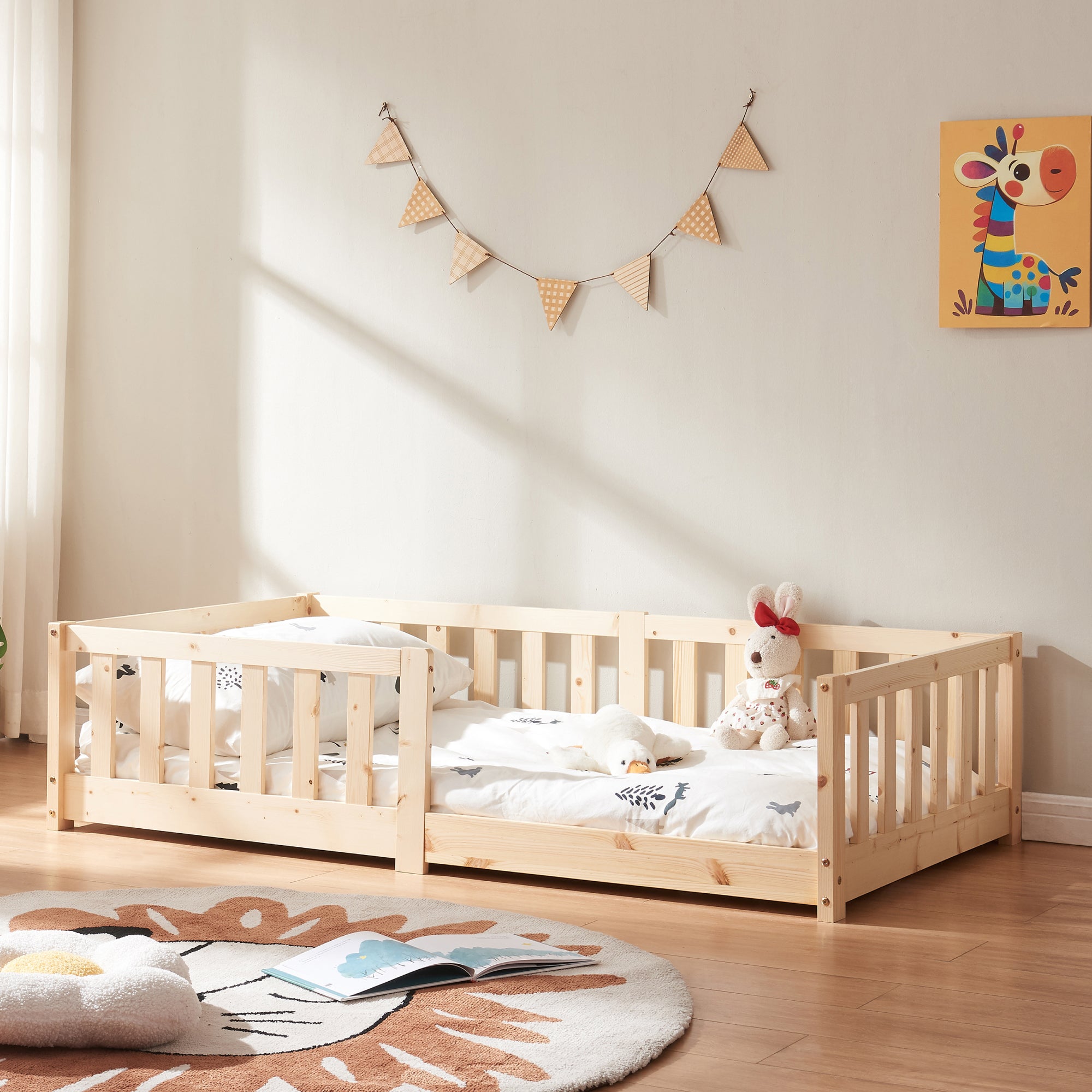 Letto per Cameretta Tanna in Legno di Pino 80x160 cm - Naturale [en.casa]