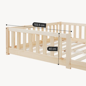 Letto Montessori per Cameretta Tanna in Legno di Pino con Materasso a Schiuma Fredda 120 x 200 cm - Naturale [en.casa]