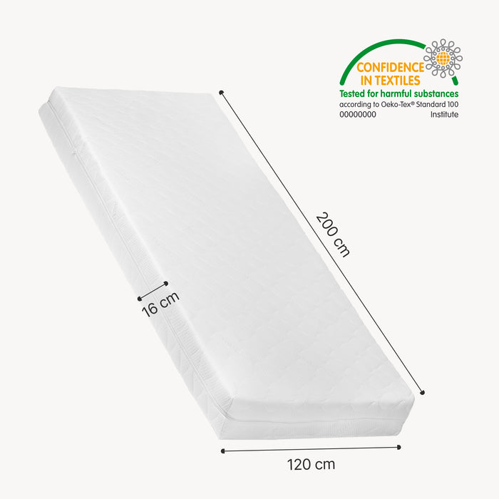 Letto Montessori per Cameretta Tanna in Legno di Pino con Materasso a Schiuma Fredda 120 x 200 cm - Naturale [en.casa]