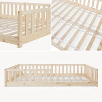 Letto Montessori per Cameretta Tanna in Legno di Pino con Materasso a Schiuma Fredda 120 x 200 cm - Naturale [en.casa]