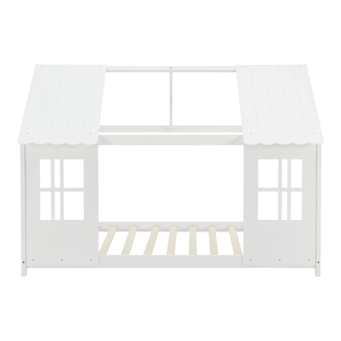 Letto Tostedt per Cameretta a Forma di Casetta Semiaperta 90 x 200 cm Bianco [en.casa]