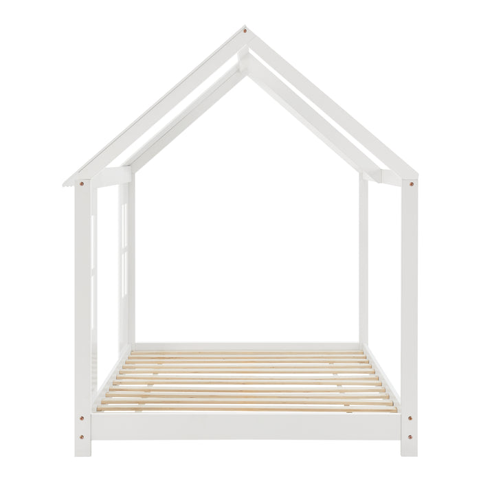 Letto Tostedt per Cameretta a Forma di Casetta Semiaperta 90 x 200 cm Bianco [en.casa]