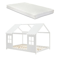 Letto Tostedt per Cameretta a Forma di Casetta con Materasso 120 x 200 Bianco [en.casa]