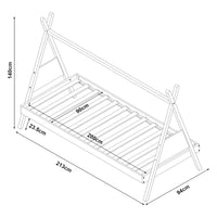 Letto per Cameretta Siikajoki a Forma di Capanna 90 x 200 cm - Naturale / Bianco [en.casa]