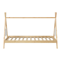 Letto per Cameretta Siikajoki a Forma di Capanna 90 x 200 cm - Naturale / Bianco [en.casa]