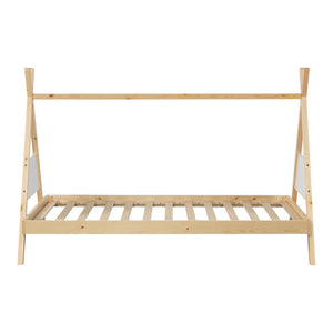 Letto per Cameretta Siikajoki a Forma di Capanna 90 x 200 cm - Naturale / Bianco [en.casa]