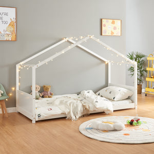 Letto per Cameretta Simo a Forma di Casetta 90 x 200 cm - Bianco [en.casa]