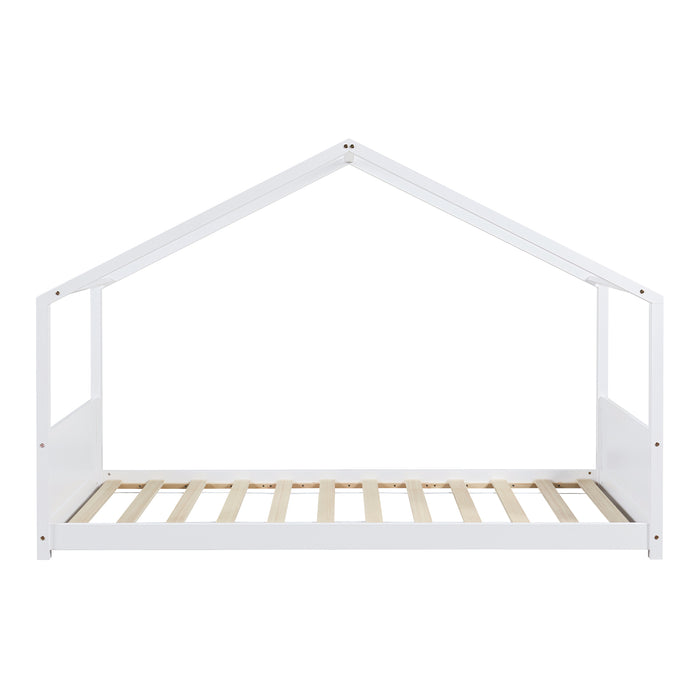 Letto per Cameretta Simo a Forma di Casetta 90 x 200 cm - Bianco [en.casa]