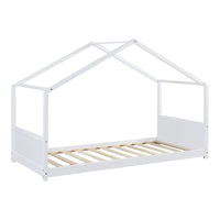 Letto per Cameretta Simo a Forma di Casetta 90 x 200 cm - Bianco [en.casa]