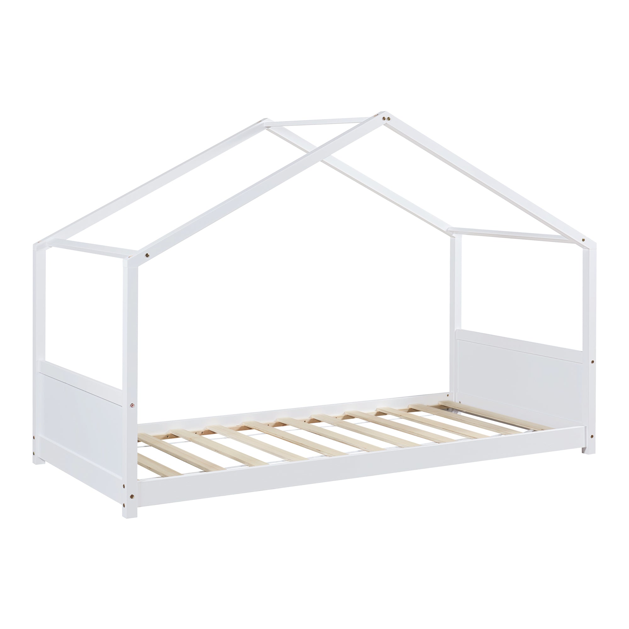 Letto per Cameretta Simo a Forma di Casetta 90 x 200 cm - Bianco [en.casa]