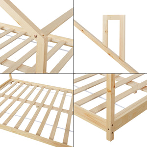 Letto Casetta per Cameretta Siuntio con Materasso 120 x 200 cm Legno Naturale [en.casa]