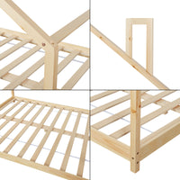 Letto Casetta per Cameretta Siuntio in Legno Naturale 120 x 200 cm [en.casa]