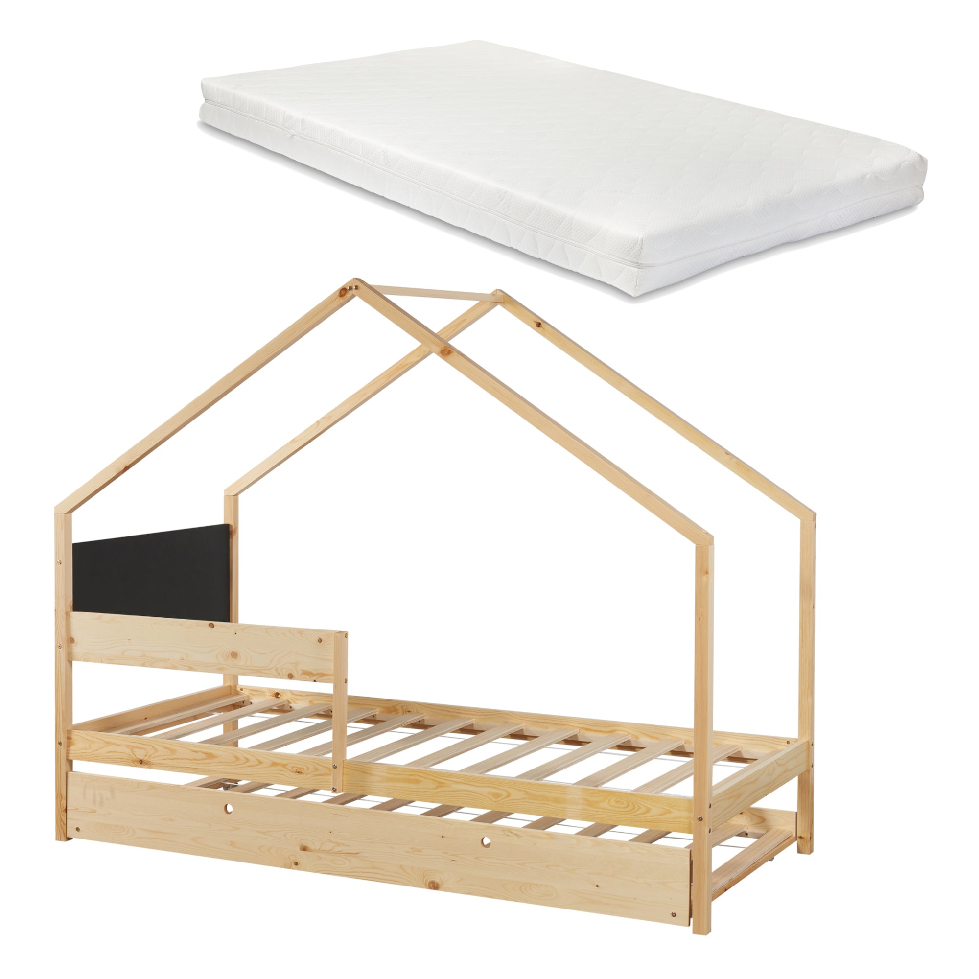 Letto Casetta Sodankylä per Cameretta con Secondo Letto Estraibile e 2 Materassi da 90 x 200 cm [en.casa]