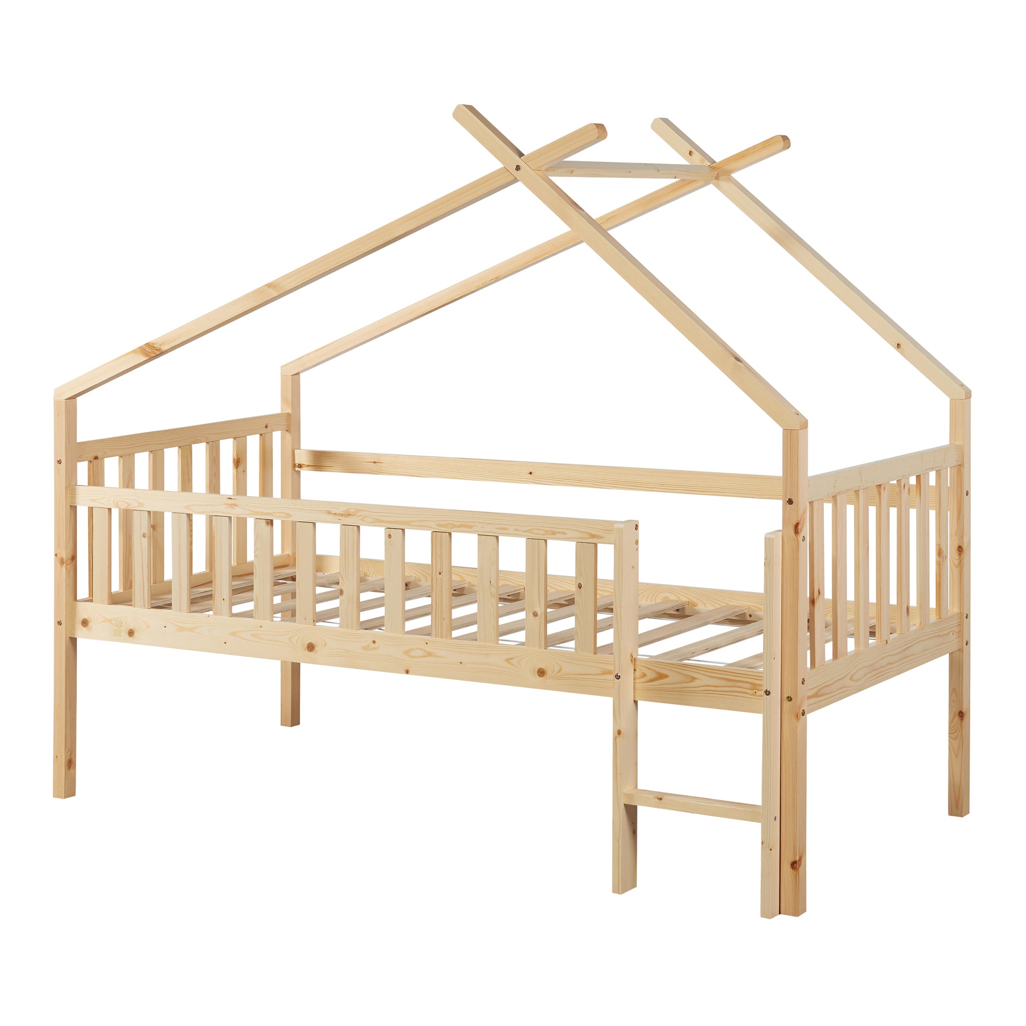 Letto a Casetta per Cameretta Sotkamo in Legno 90x200 cm Naturale [en.casa]