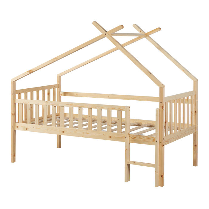 Letto a Casetta per Cameretta Sotkamo in Legno 90x200 cm Naturale [en.casa]