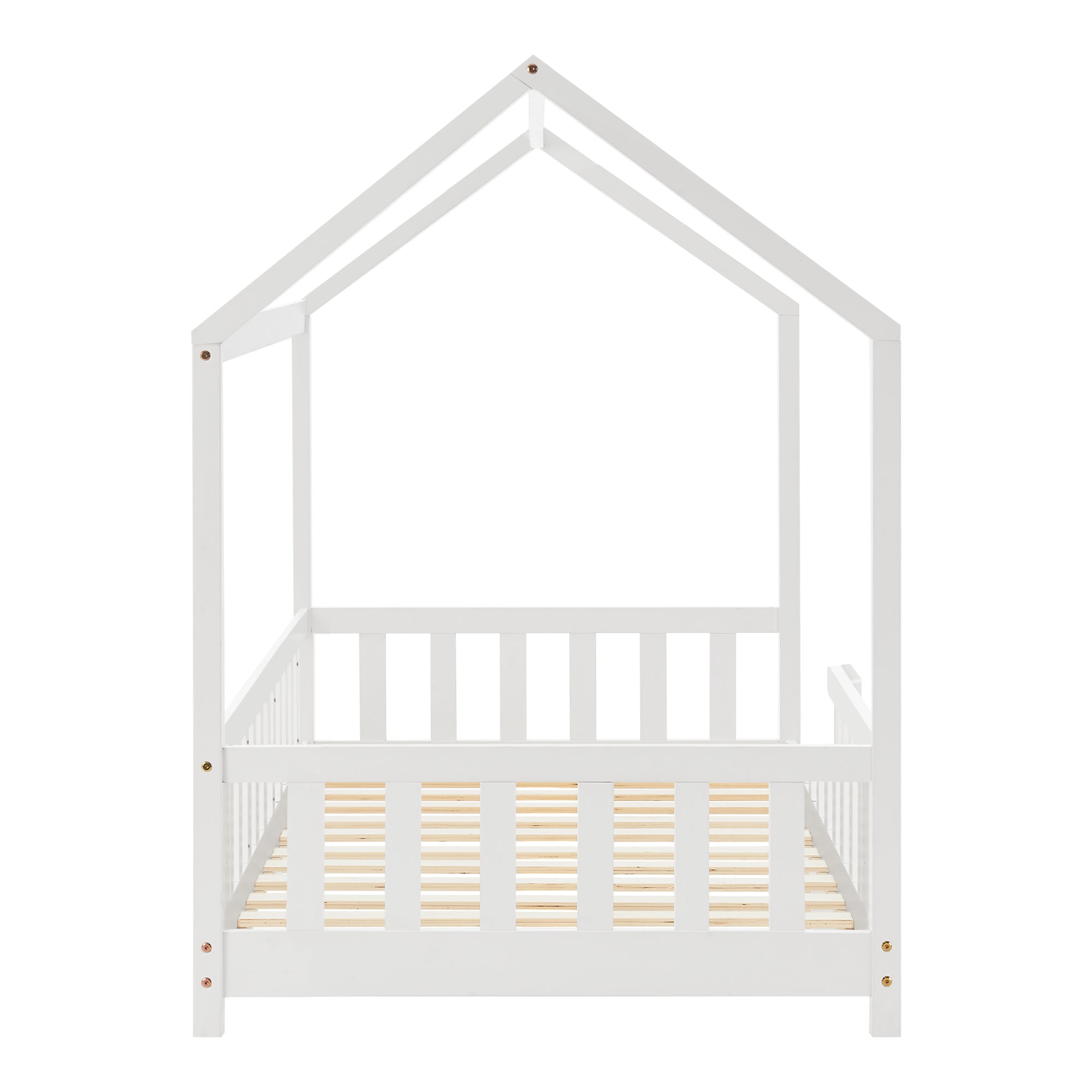 Letto Singolo Hesel per Cameretta Forma di Casetta con Materasso 90 x 200 cm Bianco [en.casa]