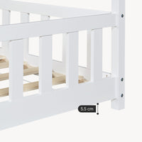 Letto Francese Hesel per Cameretta a Forma di Casetta 140 x 200 cm Bianco [en.casa]