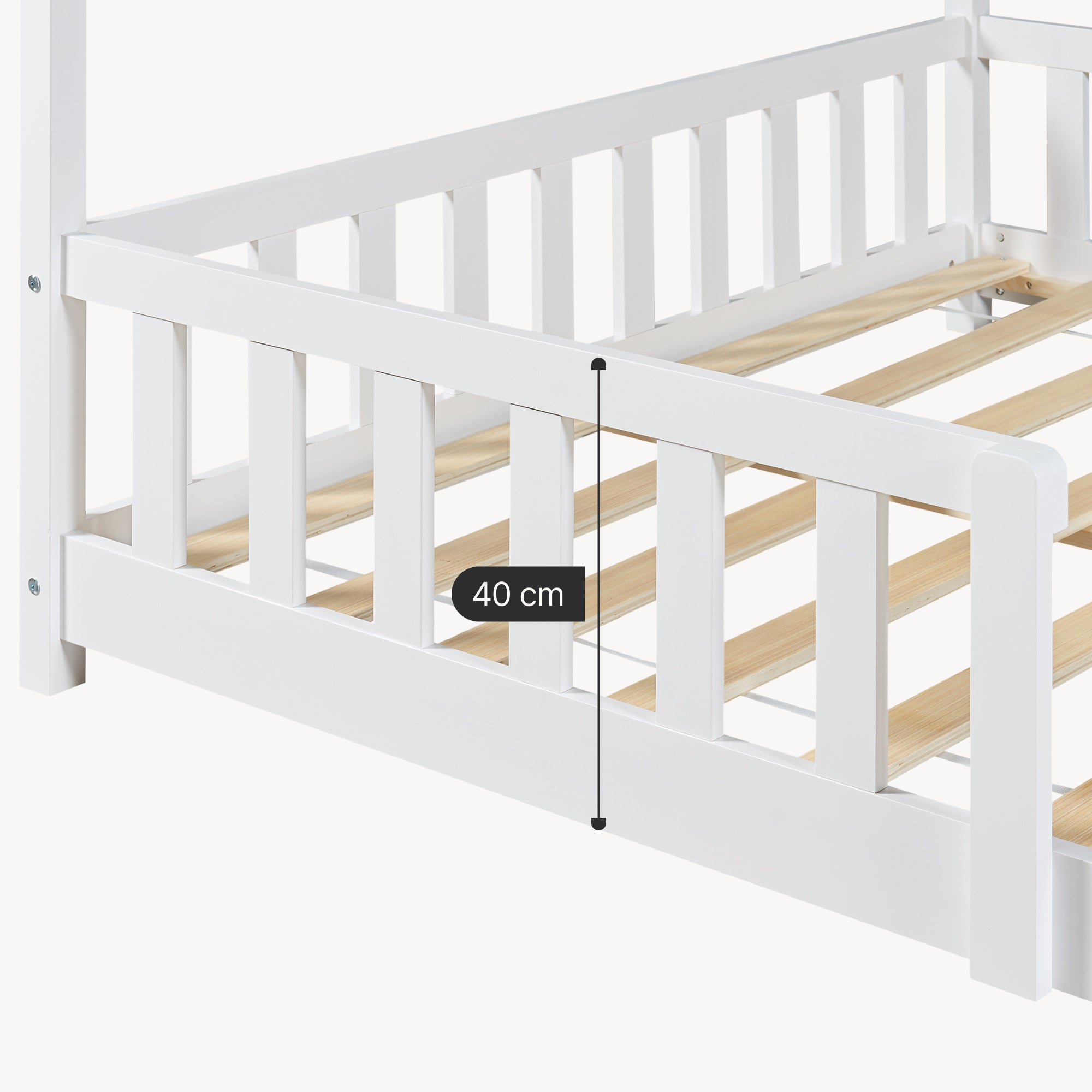 Letto Francese Hesel per Cameretta a Forma di Casetta 140 x 200 cm Bianco [en.casa]