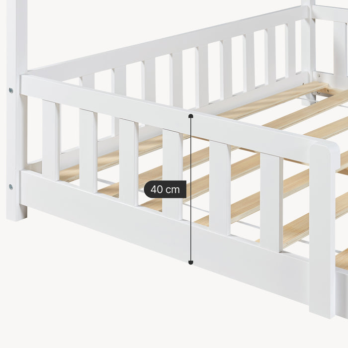 Letto Francese Hesel per Cameretta a Forma di Casetta 140 x 200 cm Bianco [en.casa]