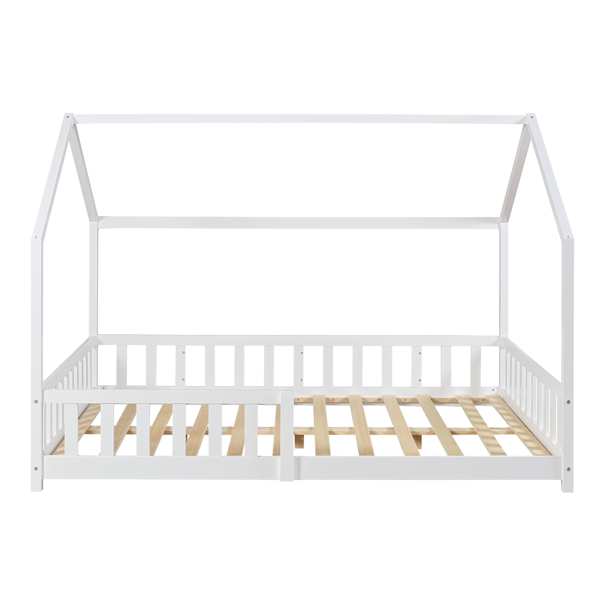 Letto Francese Hesel per Cameretta Forma di Casetta con Materasso 140 x 200 cm Bianco [en.casa]