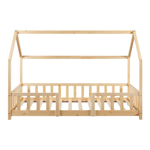 Letto per Cameretta Sisimiut a Forma di Casetta 90x200 cm Legno Naturale [en.casa]