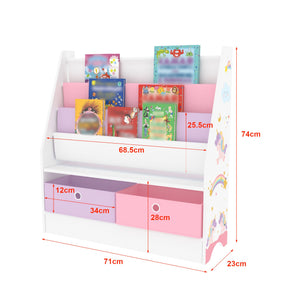 Scaffale per bambini a 3 scomparti con 2 scatole 74 x 71 x 23 cm con motivo unicorno 03_0006963
