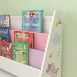Scaffale 'Neda' per Cameretta con Portalibri e Scatole Pieghevoli - Design Unicorno [en.casa]
