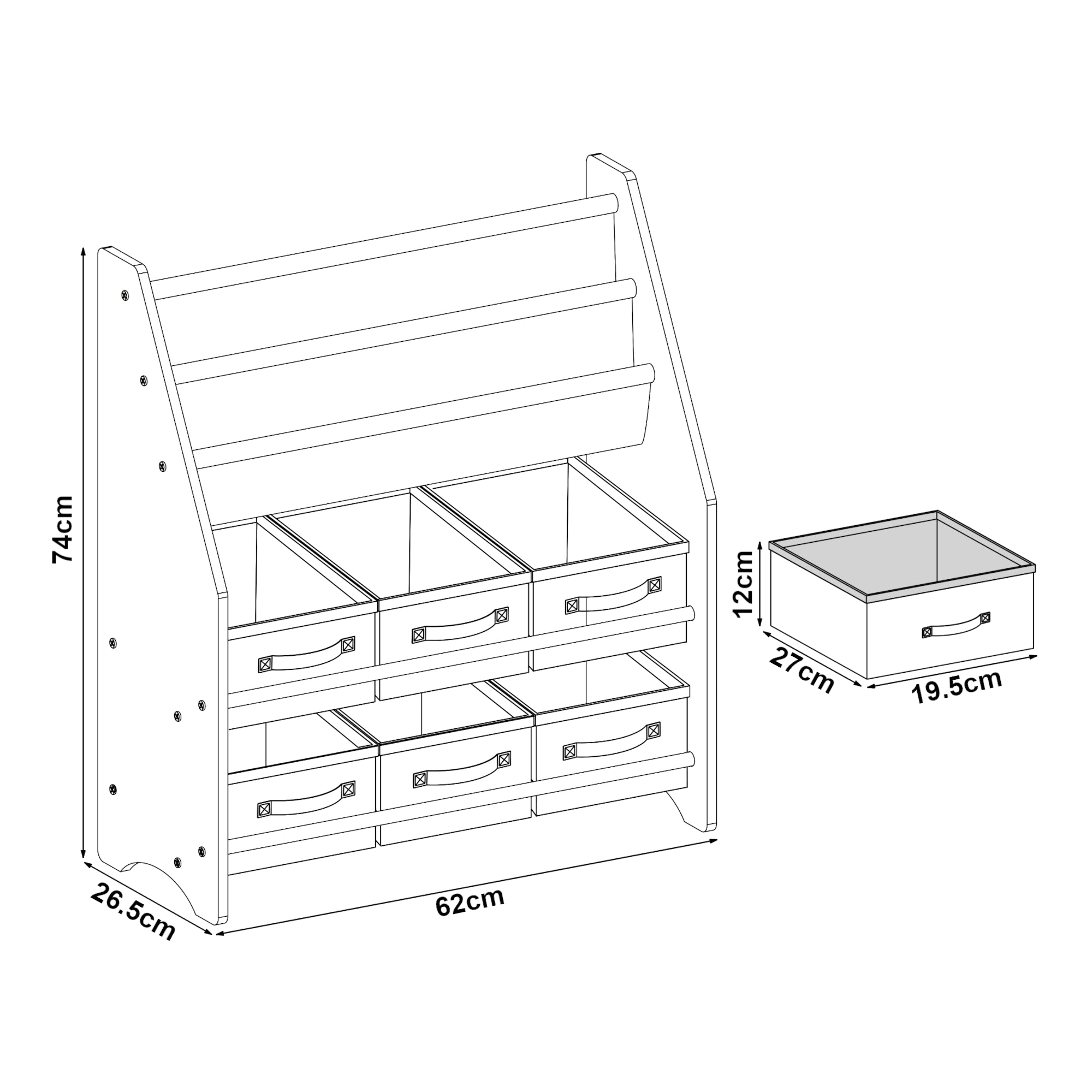 Scaffale 'Ponteceso' per Cameretta Cassetti Pieghevoli e Contenitori - Decorazione Unicorno [en.casa]