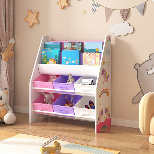 Scaffale 'Ponteceso' per Cameretta Cassetti Pieghevoli e Contenitori - Decorazione Unicorno [en.casa]