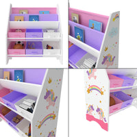 Scaffale portaoggetti per bambini con 6 contenitori aperti bianco/viola/rosa 03_0006992
