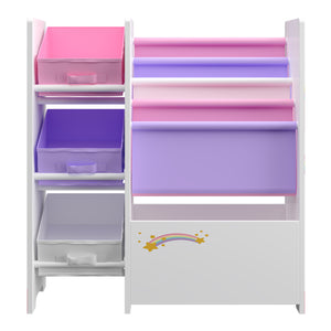 Scaffale 'Vimianzo' per Cameretta con Cassetti Pieghevoli e Contenitori Libri - Decorazione Unicorno [en.casa]