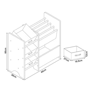 Scaffale 'Vimianzo' per Cameretta con Cassetti Pieghevoli e Contenitori Libri - Decorazione Dinosauro [en.casa]