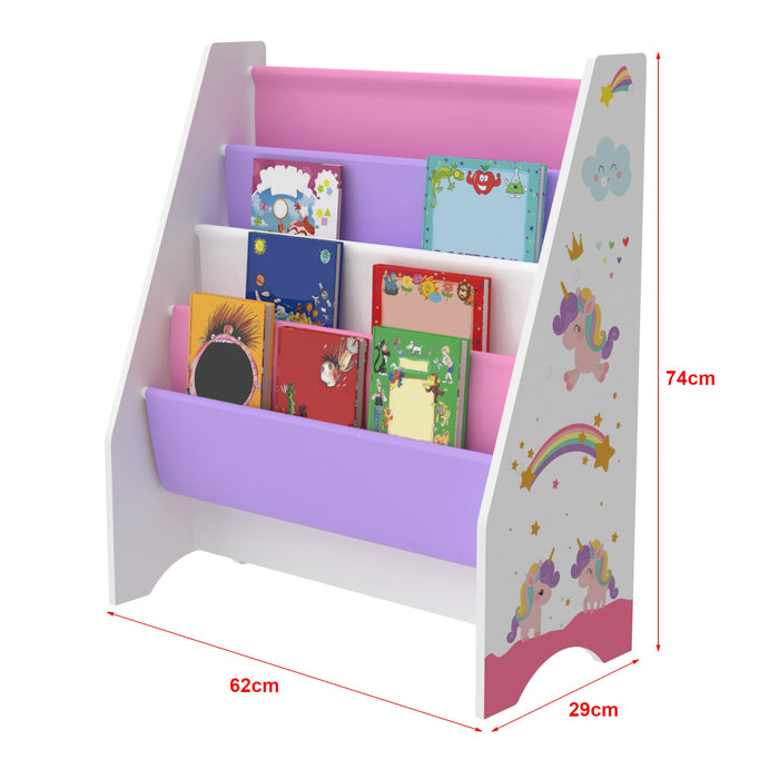 Libreria di design per soggiorno scaffale originale per bambini in stile Fisterra con 4 scomparti aperti bianco / viola / rosa 03_0006480