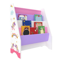 Libreria di design per soggiorno scaffale originale per bambini in stile Fisterra con 4 scomparti aperti bianco / viola / rosa 03_0006480